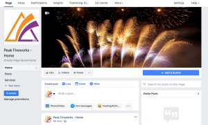 Screenshot of Peak Fireworks Facebook page