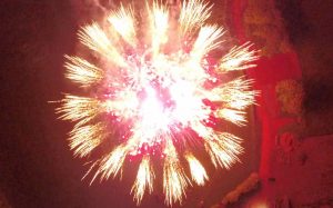 Aerial view of pyrotechnic display
